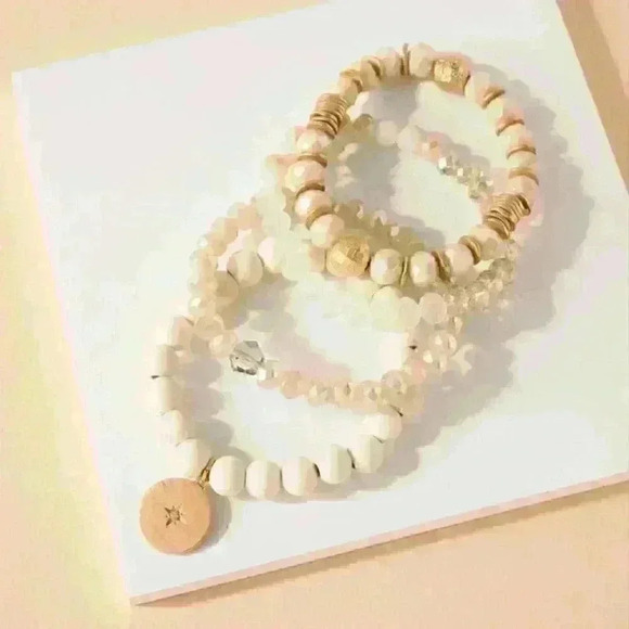 Wood Glass Layered Charm Bracelet - Picture 2 of 2
